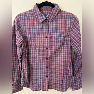 Pendleton Red Plaid Pleated Shirt Size Small
